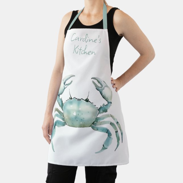 Coastal Watercolor Crab Personalised Apron (Insitu)