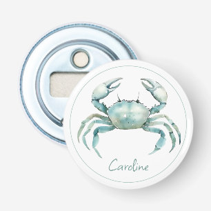 Coastal Watercolor Crab Personalised Bottle Opener