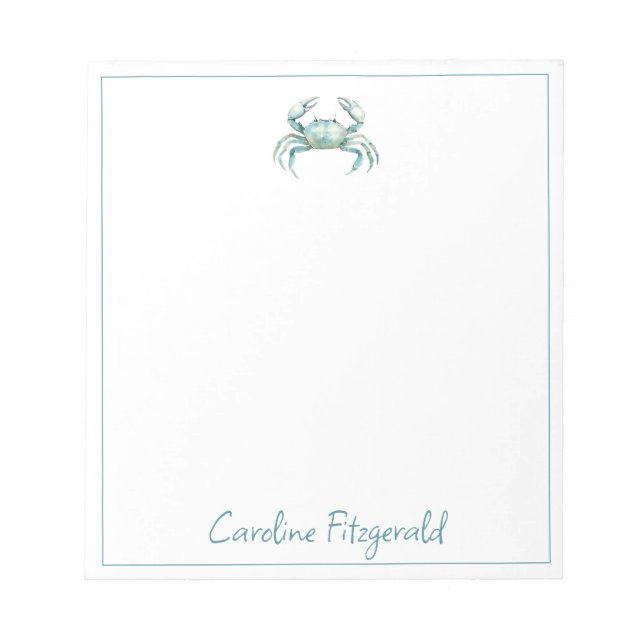 Coastal Watercolor Crab Personalised Notepad (Front)