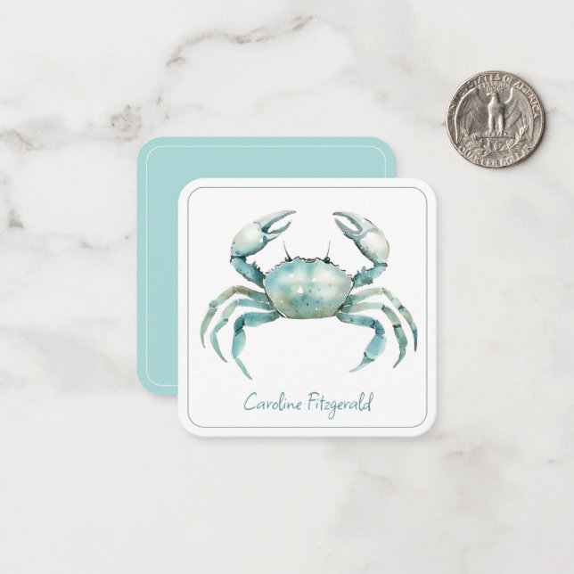 Coastal Watercolor Crab Personalized Card (Front/Back In Situ)