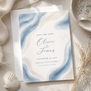Coastal Watercolor Modern Wedding Save The Date