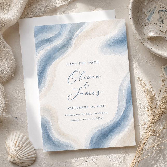 Coastal Watercolor Modern Wedding Save The Date (Creator Uploaded)