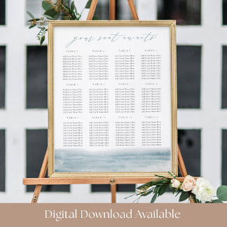 Coastal Watercolor Ocean Printable Seating Chart