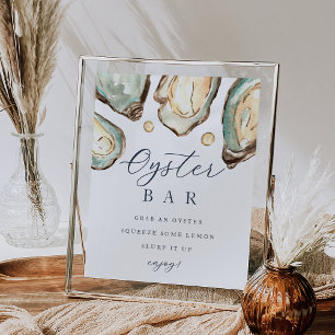 Coastal Watercolor Oyster Bar Sign