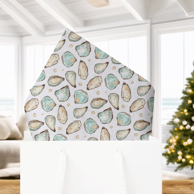 Coastal Watercolor Oyster & Pearl Pattern Tissue Paper (Creator Uploaded)