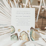 Coastal Watercolor Oyster & Pearl Wedding Invitation<br><div class="desc">This coastal chic wedding invitation features a grouping of soft cream and aqua watercolor oyster and pearl illustrations,  with your wedding details atop in classic navy blue lettering. Perfect for beach themed,  summer,  or nautical weddings. We recommend choosing the Laid paper type for an elegant,  high-end finish.</div>