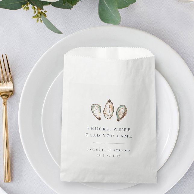Coastal Watercolor Oyster Wedding Favour Bags (Creator Uploaded)