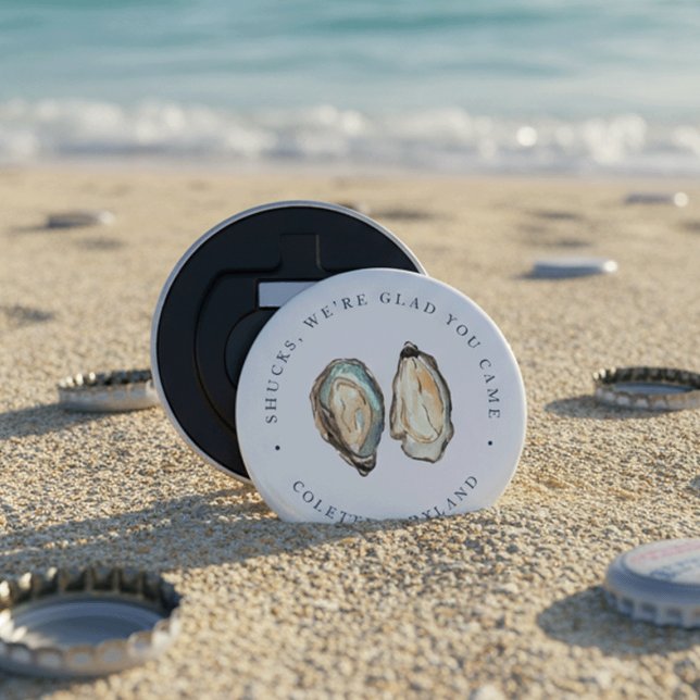 Coastal Watercolor Oyster Wedding Favour Bottle Opener (Creator Uploaded)