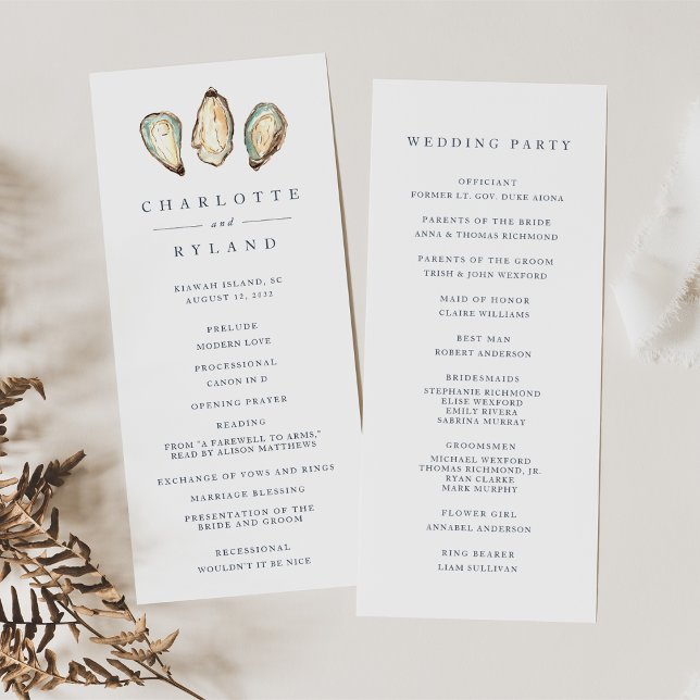 Coastal Watercolor Oyster Wedding Programme (Creator Uploaded)