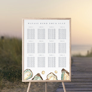 Coastal Watercolor Oyster Wedding Seating Chart