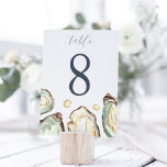 Coastal Watercolor Oyster Wedding Table Number<br><div class="desc">Elegant coastal table numbers feature a grouping of watercolor oyster shells and pearls in soft shades of cream and aqua. Add each table number to your cart,  starting with 1 and moving sequentially until your desired quantity has been reached.</div>