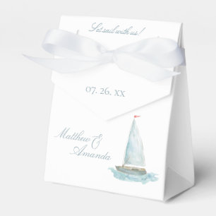 Coastal Watercolor Sailboat  Favour Box