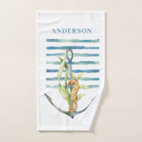 COASTAL Watercolor Seahorse & Anchor Design