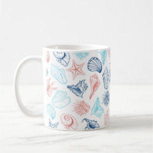 Coastal watercolor seashell coffee mug