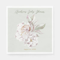 Coastal Watercolor Shells and Floral Baby Shower