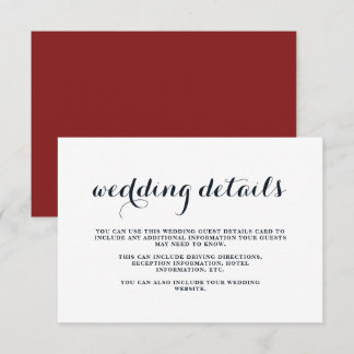 Coastal Wedding Blue, Red, and White Guest Details Enclosure Card