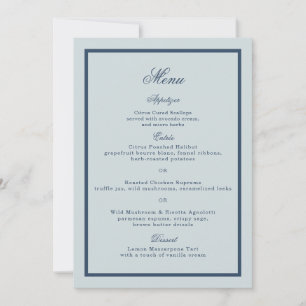 Coastal Wedding Dusty Blue Classic Menu Card