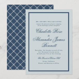 Coastal Wedding Dusty Blue Classic Script Invitation