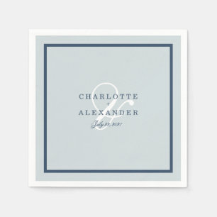 Coastal Wedding Dusty Blue Monogram Napkin