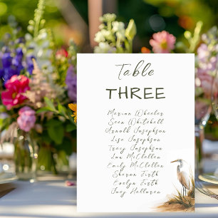 Coastal Wedding Egret Table Seating Cards