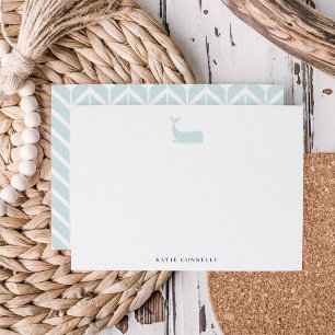 Coastal Whale Personalised Stationery Flat Card