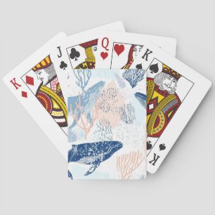 Coastal Whale Sea Life Coral Blue Peach (2) Playing Cards