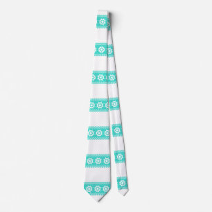 Coastal White Blue Helm Stripe Nautical Tie