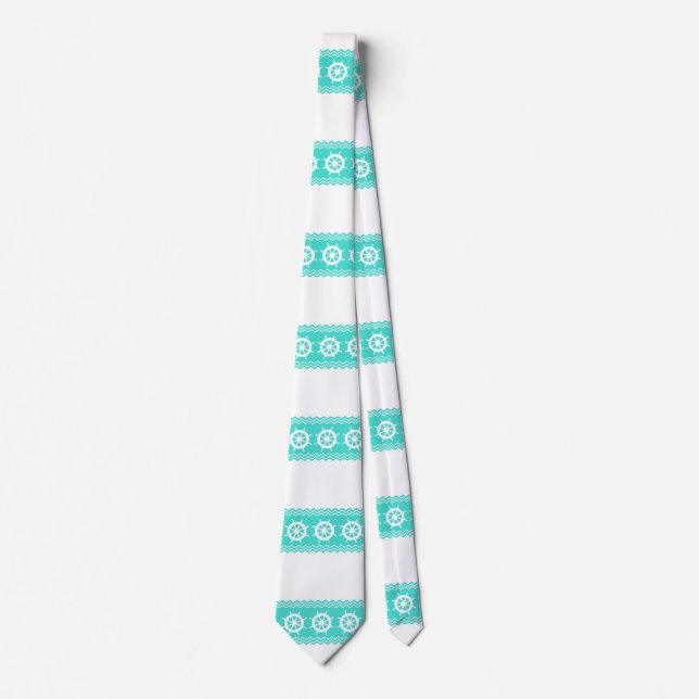 Coastal White Blue Helm Stripe Nautical Tie (Front)
