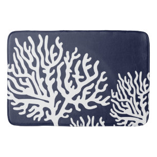 Coastal White Coral Branches Bath Mat