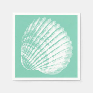 Coastal White Seashell & Sea Green Napkin