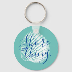 Coastal White Seashells Shore Thing Key Ring