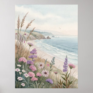 Coastal Wildflower Beach Poster