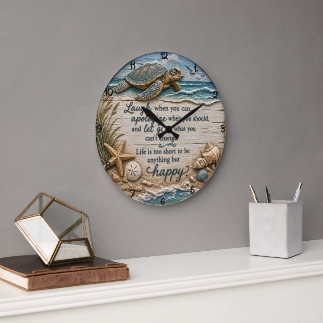 Coastal Wisdom Sea Turtle Large Clock (Office)