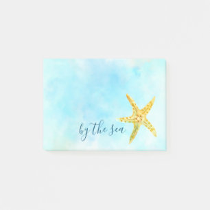 Coastal Yellow Starfish Aqua Watercolor            Post-it Notes