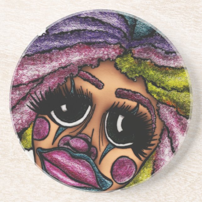 Coaster 4.25", Sandstone Top, Cork Bottom, Custom (Front)