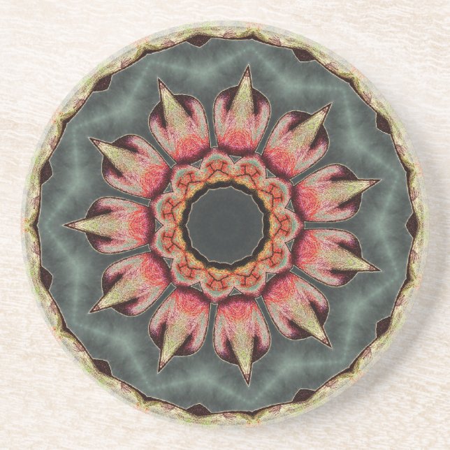 Coaster 4.25", Sandstone Top, Cork Bottom, Custom (Front)