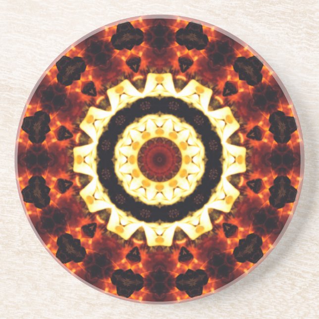 Coaster 4.25", Sandstone Top, Cork Bottom, Custom (Front)
