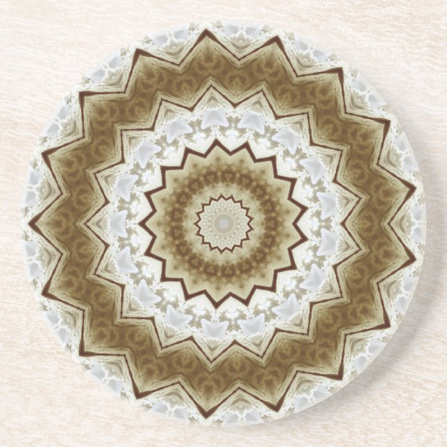 Coaster 4.25", Sandstone Top, Cork Bottom, Custom (Front)