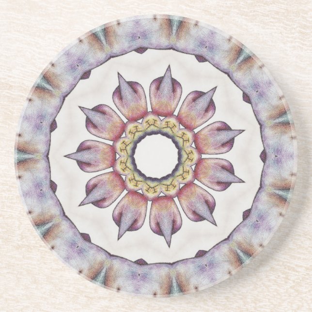 Coaster 4.25", Sandstone Top, Cork Bottom, Custom (Front)