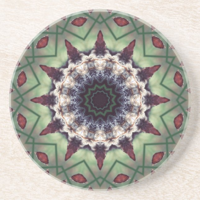 Coaster 4.25", Sandstone Top, Cork Bottom, Custom (Front)