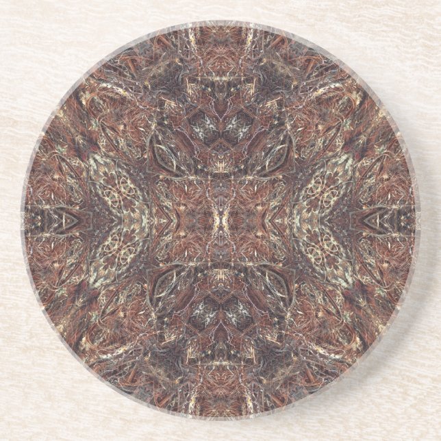 Coaster 4.25", Sandstone Top, Cork Bottom, Custom (Front)