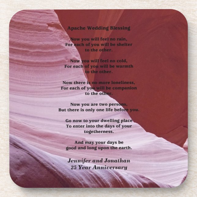 Coaster, Apache Wedding Blessing, Anniverary Gift Coaster (Front)