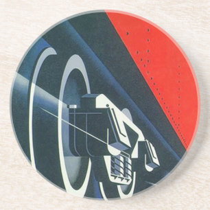 Coaster ~ Art Deco Style Train Locomotive Wheels
