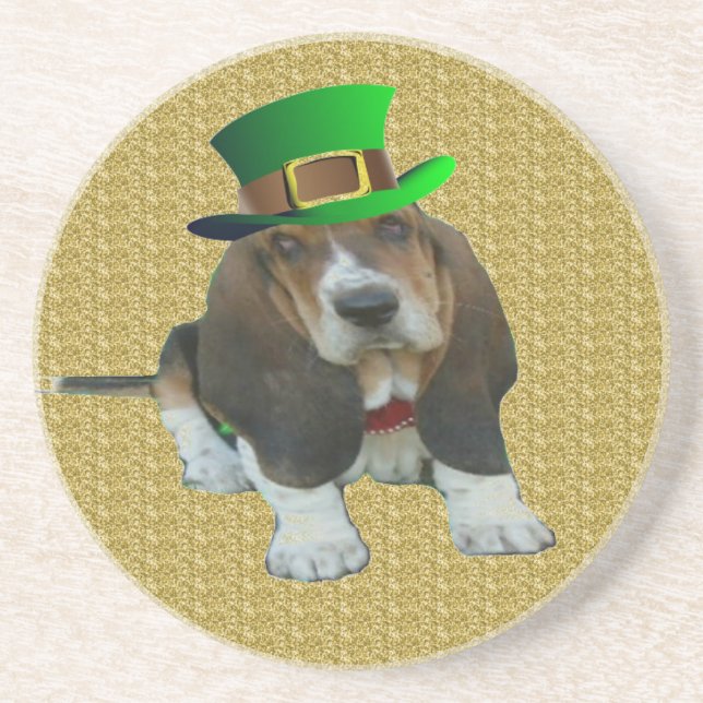 Coaster Basset Hound Happy St.Patrick's Day (Front)