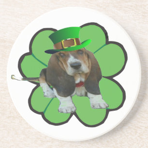 Coaster Basset Hound Happy St.Patrick's Day Clover