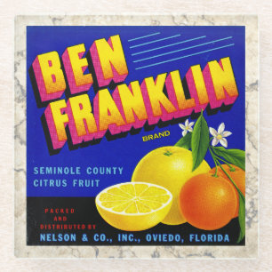 COASTER - Ben Franklin Citrus -Produce Crate Label
