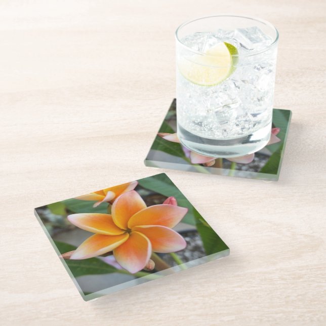 Coaster, Glass - Plumeria Coaster (Angled)