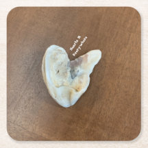 Coaster oplong heart shell on table