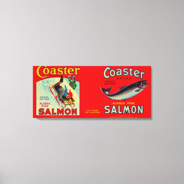 Coaster Salmon Label Canvas Print (Front)