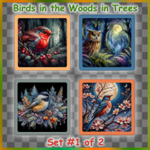 COASTER SET (4) - Birds in the Woods in Trees #1